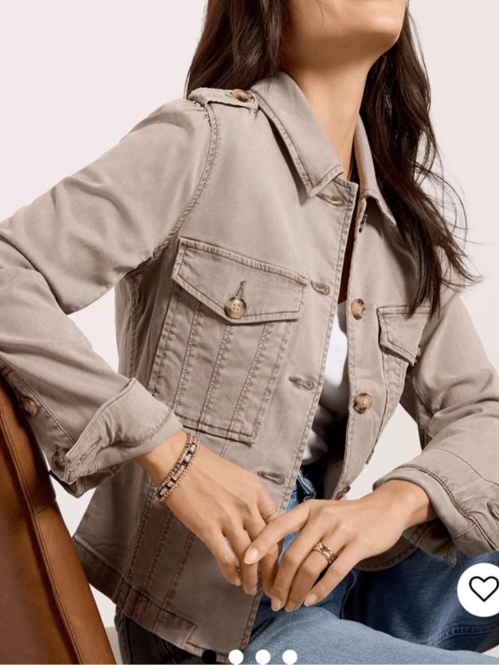 PAIGE Pacey Utility Military Jacket Vintage Moss Taupe Khaki Casual XSmall